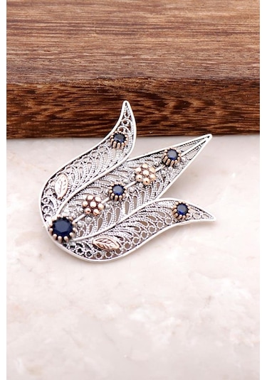 Lale Tasarımlı Elişi Telkari İşlemeli Gümüş Broş 319