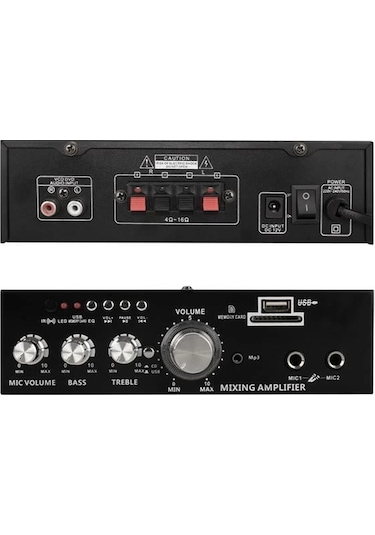 Magicvoice Mv-22560 2x20w 4-8 Ohm Usb/sd Girişli Bluetooth'lu 2 Mikrofon Girişli Trafosuz Stereo Min