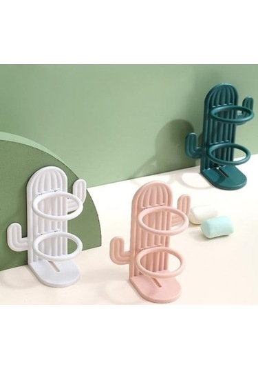 Novahub Pembe Sevimli Kaktüs Diş Fırçası Tutucu Yerden Tasarruf Kolay Kurulum Duvara Monte Yumruksuz Su Geçirmez Banyo Diş Fırçası Organizasyon Rafı Pembe Pembe