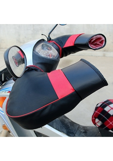 Sones 1 Çift Motosiklet Su Ve Rüzgara Dayanıklı Kış SıcaK Sürüş Eldivenleri Kırmızı - Siyah