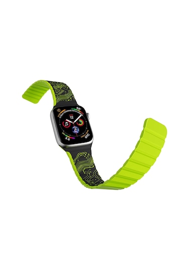 Watch Ultra 49mm Uyumlu Kordon Youngkit Technology Magnetik Tak Çıkar Silikon Strap Kayış Yeşil