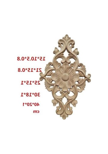 Pazly Avrupa Tarzı Ahşap Oyma Aplike Kapı Dolap Dekorasyonu 40x20cm Ahşap