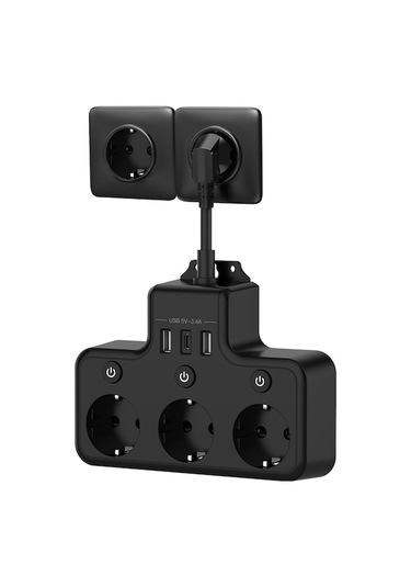 Novahub Qianfan Dörtlü Priz Bağımsız Anahtar 3 Soket+3 Usb Şarj