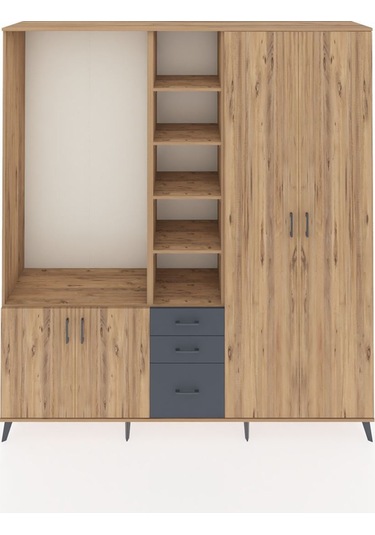 Hyperion Dolap 13 Raflı 3 Çekmeceli 4 Kapaklı 220x44x243 Çam-çam/antrasit Atlas Çam/antrasıt Hyperion Dolap 13 Raflı 3 Çekmeceli 4 Kapaklı 220x44x243 Çam-çam/antrasit Atlas Çam/antrasıt
