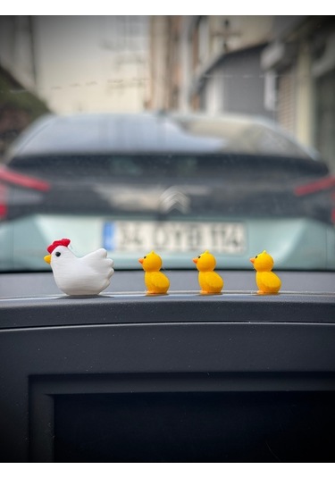 4 Parça Sevimli Tavuk Ailesi Dikiz Aynası Süsü - Ayna Süsü Araba Süsü Torpido Süsü Oto Aksesuar