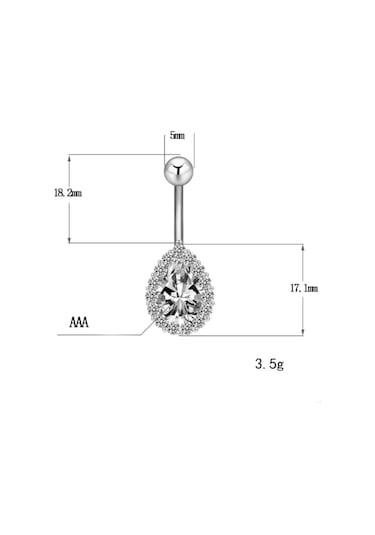 Chavin Beyaz Damla Taşlı Çelik Göbek Piercing Dt59By Beyaz