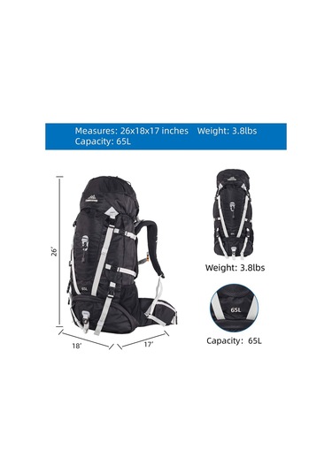 Quickup Hiking Sırt Çantası 65 Litre-siyah Siyah