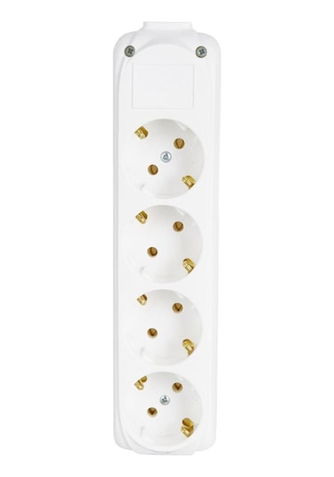 Almera 4'lü Topraklı Klemensli Grup Priz Kablosuz Beyaz