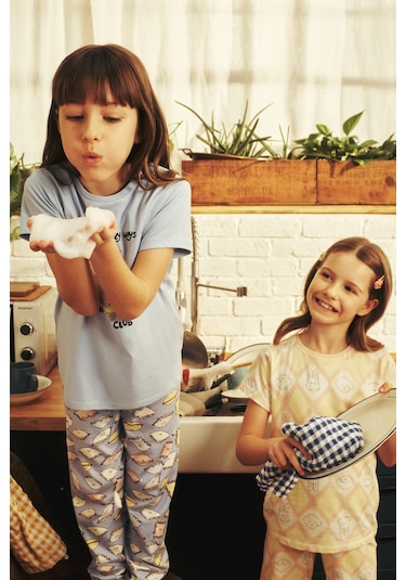 Penti Mavi Kız Çocuk Pillow Pamuklu Pijama Takımı