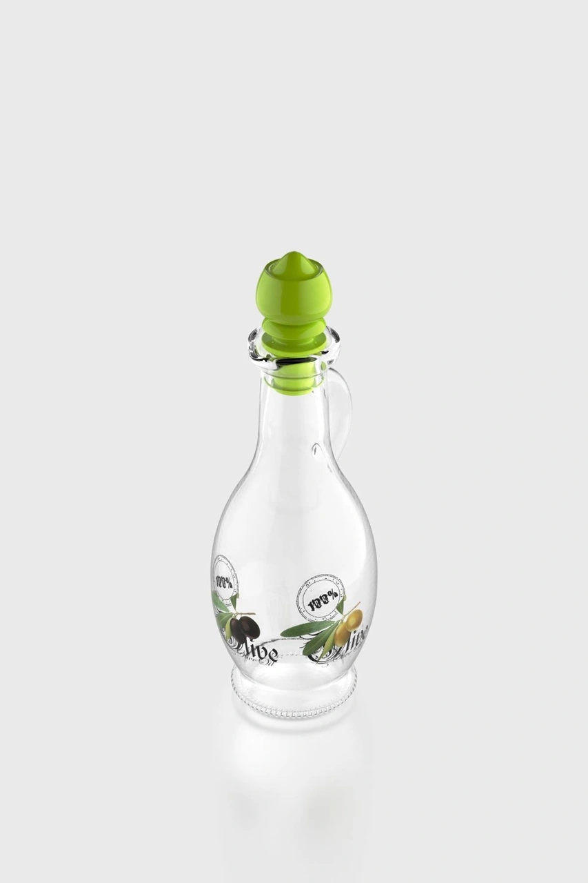 Renga Kibele Desenli 250 Ml Yeşil Kapaklı Cam Yağlık 152043 Yeşil