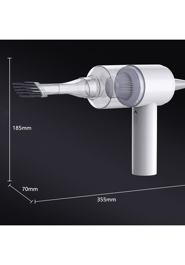 Springsun Araç Ve Ev İçin İkili Fonksiyonlu Süpürge: Süpürme/ventilatör, Kablosuz, 2000pa Emme Gücü, 1500mah Pil, Beyaz