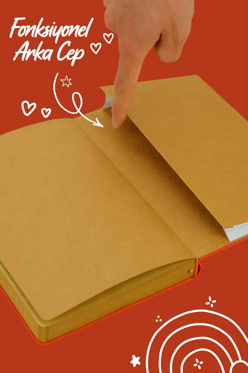 Bujo Kraft Keten Defter 96 Yaprak A5 150 Gr. Kraft Çizgili Turuncu