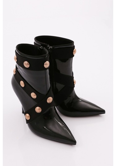 Dgn 8015 Kadin Topuklu Bot 8015-2446-R1645 Siyah Rugan