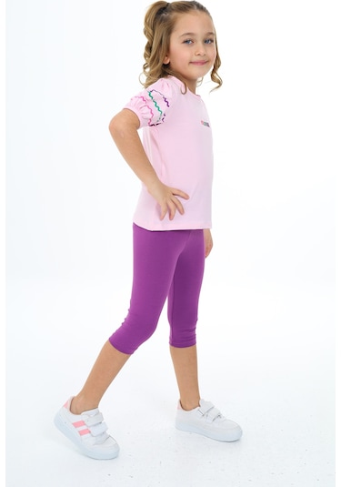 Toontoy Kız Çocuk Nakışlı Kaprili Takım Açık Pembe