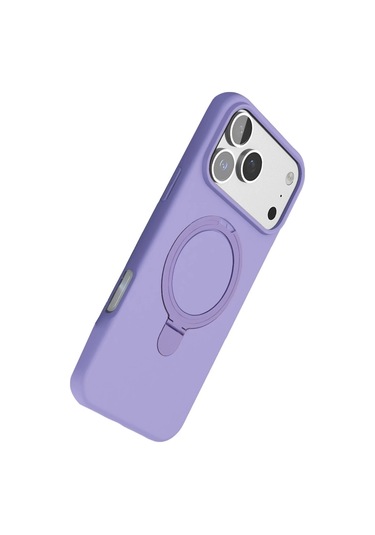 Özel Apple I Phone 17 Pro Regal Magsafe Standlı Kapak - Lila Fırsat