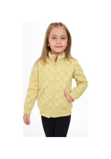 Toontoy Kız Çocuk Baskılı Hırka Açık Yeşil