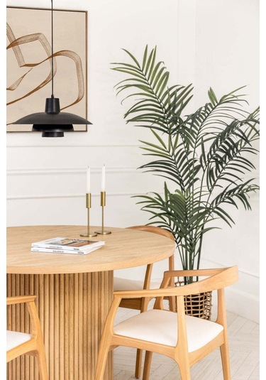 Helsinki Beyaz C Model Bohem Natural Ahşap Sandalye