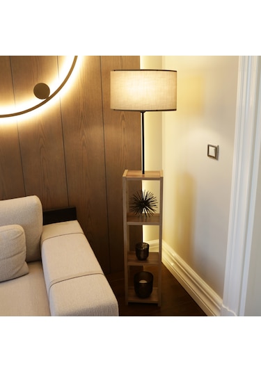 Homing Dekoratif Raflı Vizon Kumaş Lambader Ayd-3150