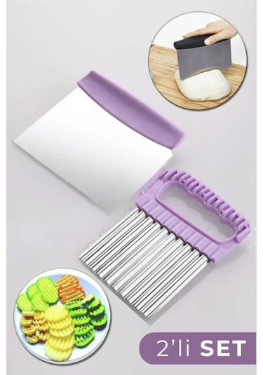 2'li Çelik Hamur Kesici Ve Şekilli Sebze Dilimleyici Seti Çok Renkli