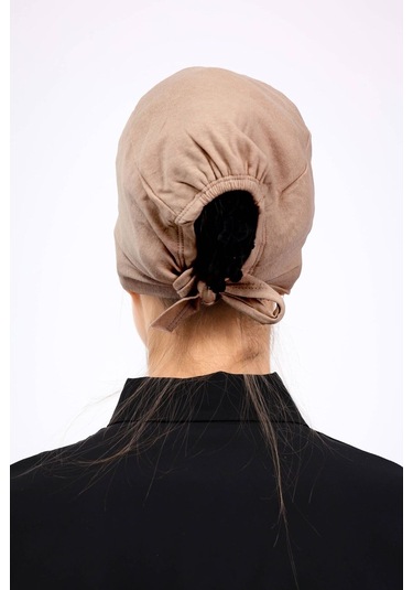 Kaymayan Silikonlu Dikişsiz Bone - Kaymaz Kadın Tesettür Bağlamalı İç Bone-vizon Vizon