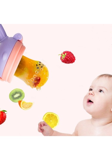 Sones Bebek Emziği Meyve Sebze Yardımcı Besleyici Sevimli Geyik Meyve Isırık Kese Diş Kaşıyıcı, Renk: Mor