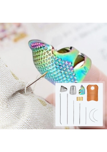 Homyl Deri İğneler Seti Parmak Kalkanı El Dıy Metal Yüksük