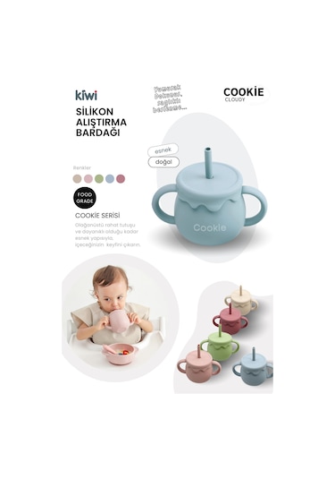 Kiwi Cloudy 11 Parça Full Silikon Bebek Beslenme Seti: Güvenli, Esnek, Bpa / Pvc İçermez, %100 Doğal