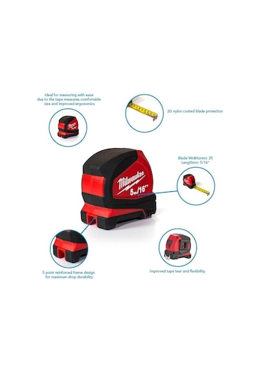Milwaukee T4932459595 Ağır Hizmet Tipi Pro Kompakt Şerit Metre 5m