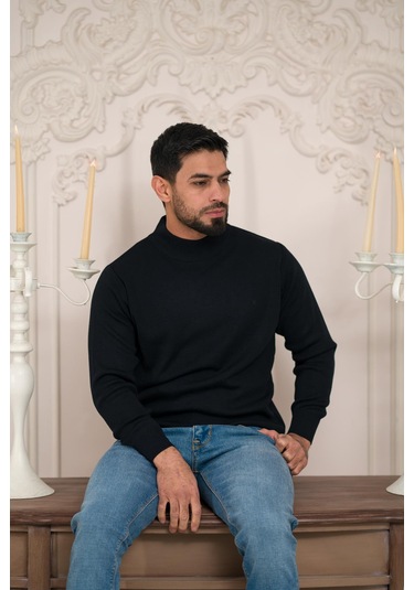 Woolen World Balıkçı Yaka Kalın Yünlü Erkek Triko Kazak Lacivert