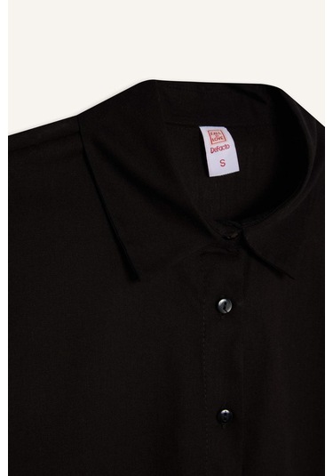 DeFacto Regular Fit Pamuklu Plaj Gömleği-Fall in Love W8241AZ24SMBK27 Siyah DeFacto Regular Fit Pamuklu Plaj Gömleği-Fall in Love W8241AZ24SMBK27 Siyah