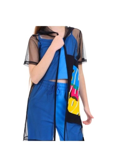 Kız Çocuk İçi Askılı Üstü Uzun Tül Hırka-14196 Siyah