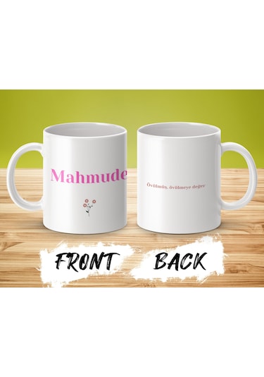 Mahmude İsimli Kupa Bardak, İsimli Bardak, Hediye Kupa Bardak, Kahve Kupa Bardak