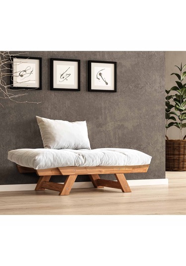 Woodesk Adalar Masif Tik-kırık Beyaz Renk Berjer Cpt8151-140 Camel