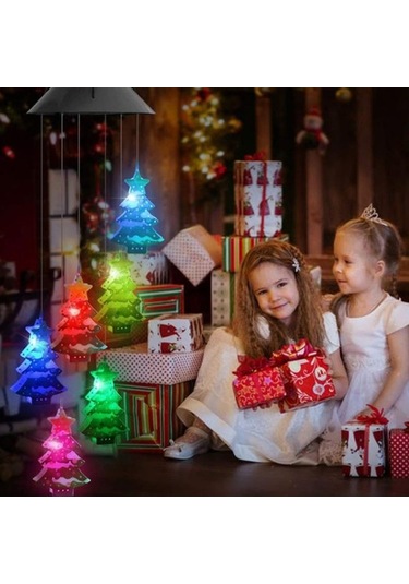 Güneş Enerjisiyle Çalışan Rüzgar Çanı Lambası Gradyan Renk Değiştiren Askılar Dış Mekan Işığı Kar Ad