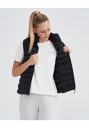Skechers W Outerwear Padded Vest Kadın Siyah Yelek S231239-001 Siyah