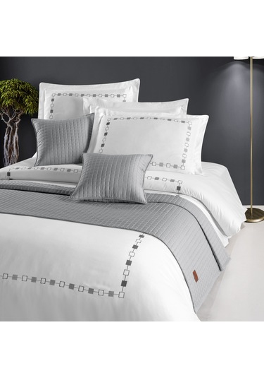 Pasioni Saten Elegante Gri Nakışlı Çift Kişilik Nevresim Takımı Gri