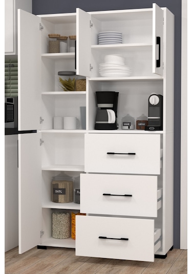Berlin Çekmeceli Ve Kapaklı Çok Amaçlı Dolap Beyaz