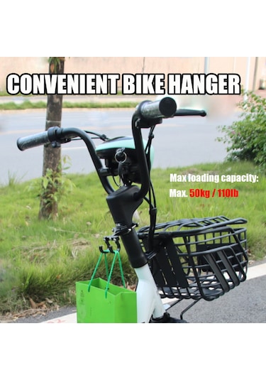 Monyee Alüminyum Çift Kanca Bisiklet Kolu Takımı - 50 Kg Yük Kapasitesi, Delme Yok, Kırmızı Büyük Boy