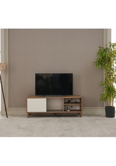 Tv Sehpası Sürgülü Kapak 140x40x35 Cm Beyaz