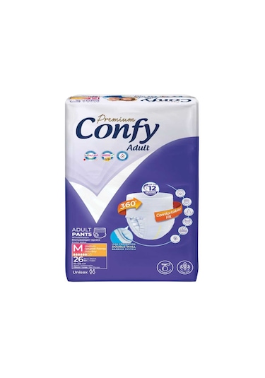 Confy Adult Premium Yetişkin Külot Bezi Medium Orta Boy 26 Adet