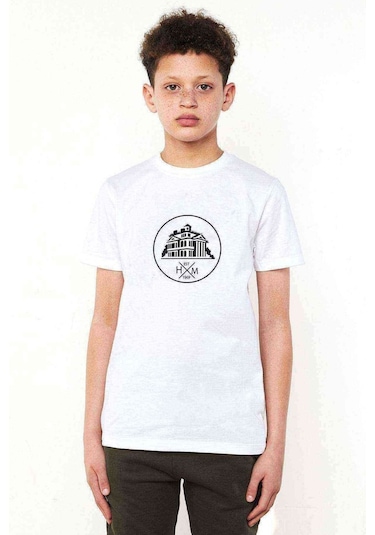 Qivi Silhouette Haunted Mansion Logo Baskılı Unisex Çocuk Beyaz Tshir