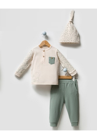 By Bubbles Unisex Bebek Fil Desenli İkili Takım Yeşil