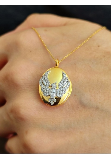 Modagümüşevi 925 Ayar Gümüş Alya Anka Kuşu Kolye 45 CM