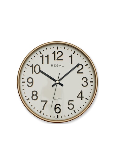 0252 Gı Yuvarlak 26 Cm Yaldız Çerç. Duvar Saati Bej