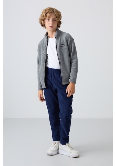 Tommy Life Gri Melanj Kalın Yumuşak Dokulu Standart Fit Nakışlı Polar Erkek Çocuk Sweatshirt - 11223 Gri Melanj