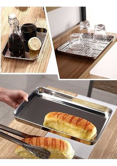 Trendooze Paslanmaz Çelik Izgara Tepsisi - Fırın & Barbekü Multifonksiyonlu Set