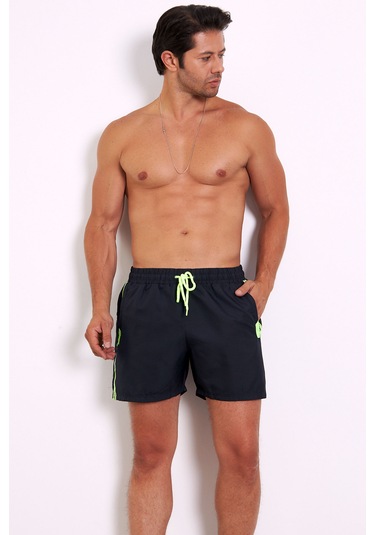 Enrico Ferry Erkek Lacivert Cepli Hızlı Kuruyan Deniz Şortu 2512l