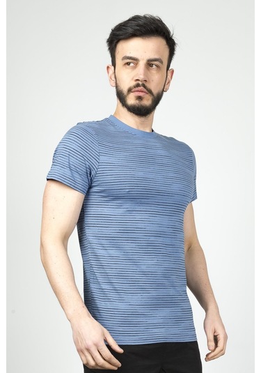 Cazador Erkek Bisiklet Yaka Tshirt 4014 İndigo 001