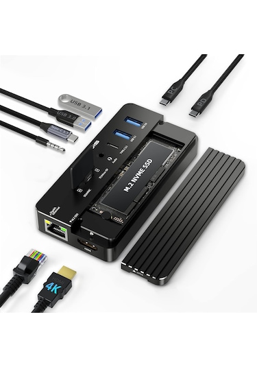 Acasis CM073S 10in1 USB,HDMI,PD100W,LAN,Type-C Dock+Disk Kutu