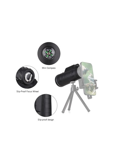 Yaozixa 40x60 Minik Kompaslı Monoküler, Hd Yeşil Filmlı Lens, Cep Telefonu Uyumlu, Seyahat-kuş İzleme Spor Etkinlikleri İçin, Tripod Uçlu, Hafif Taşınabilir